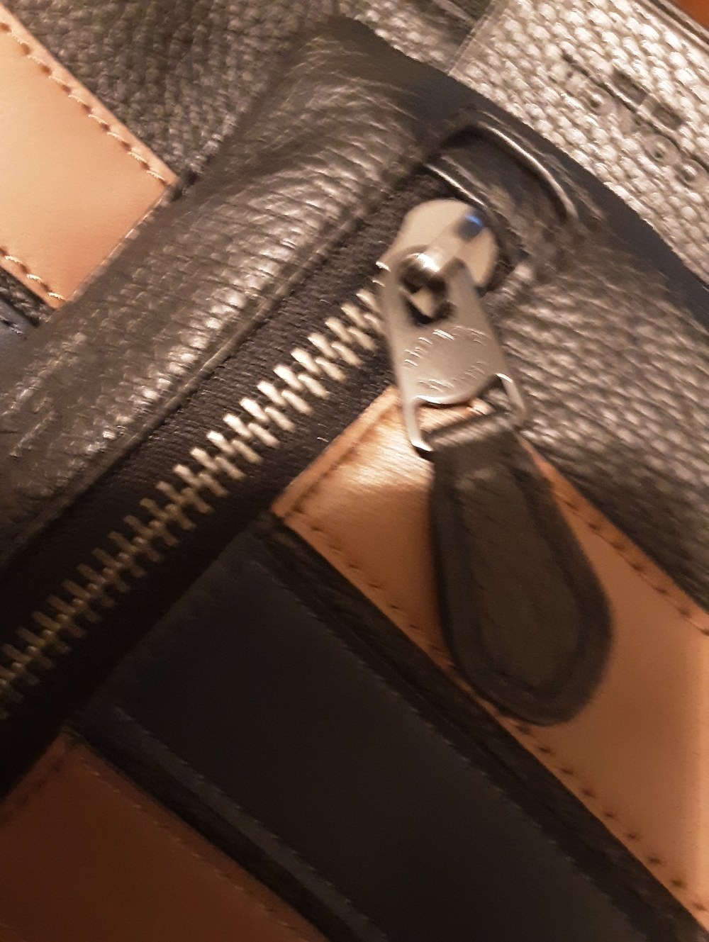 Coach Black Leather Sling Backpack with Brown and Dark Gray Stripes - Picture 7 of 8